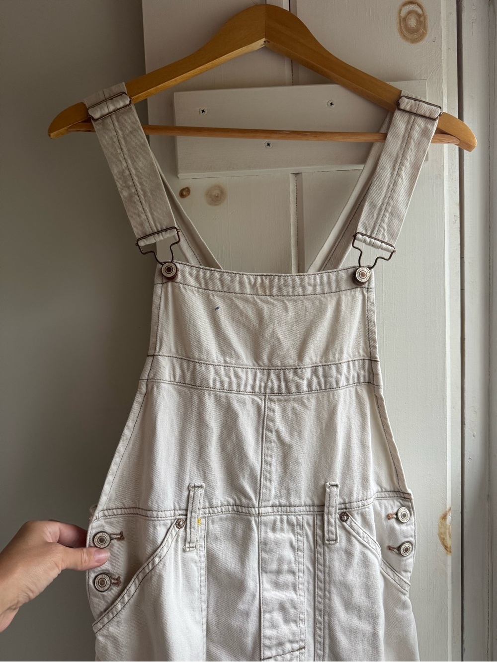 We the Free contrast stitch barrel leg overalls XS
